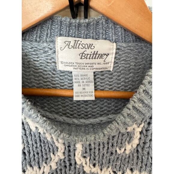 Allison Brittney Women’s Medium Vintage Knit Floral Sweater - Picture 2 of 4